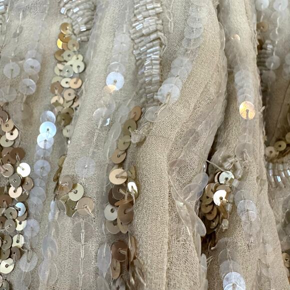 Mac Duggal NWT Women's 14 Sequined V Neck Flutter Sleeve Tea Length Dress 93591 - Picture 15 of 16